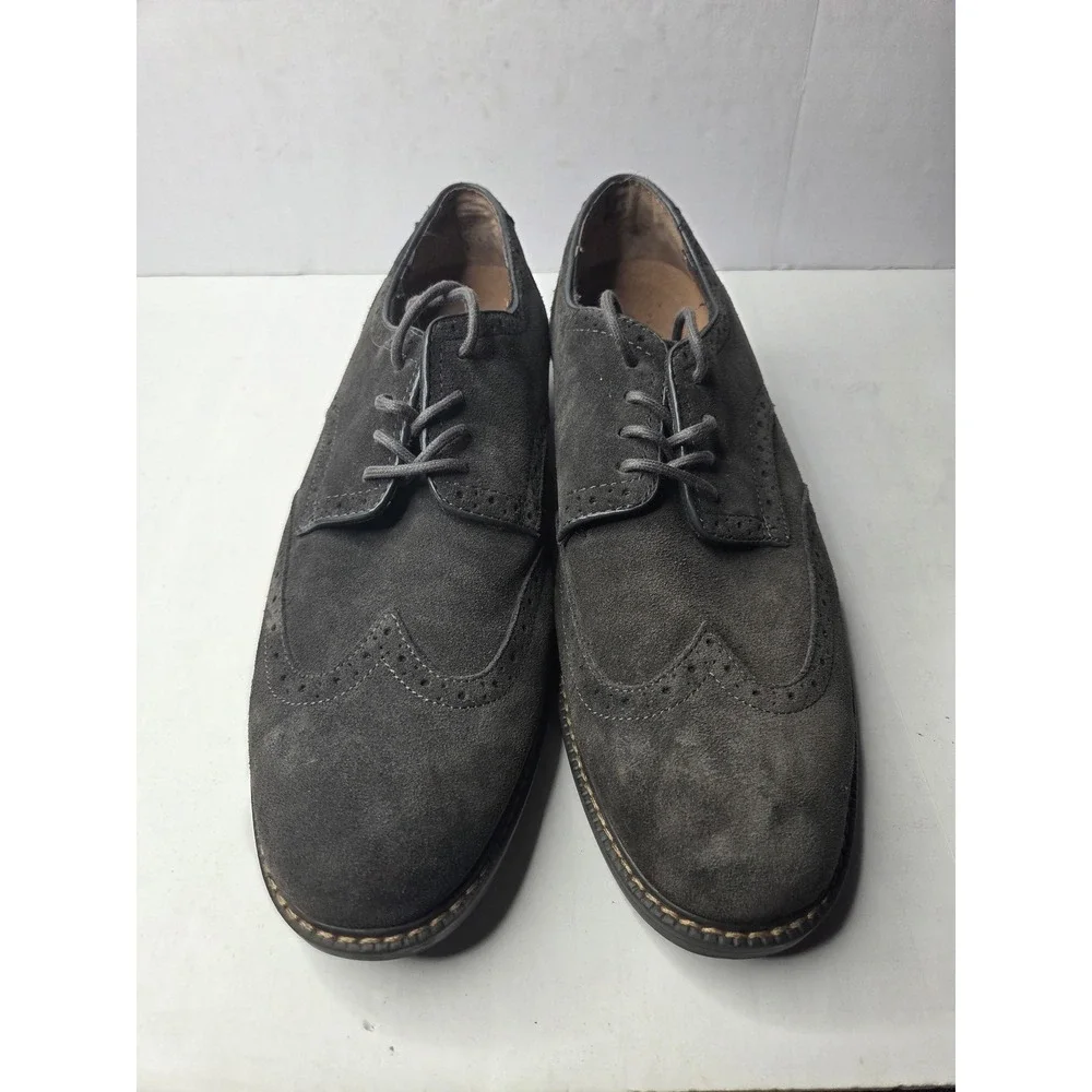 GH Bass Mens Grey Suede Wingtip Oxford Brogue Dress‎ Shoes 12D 014-1501